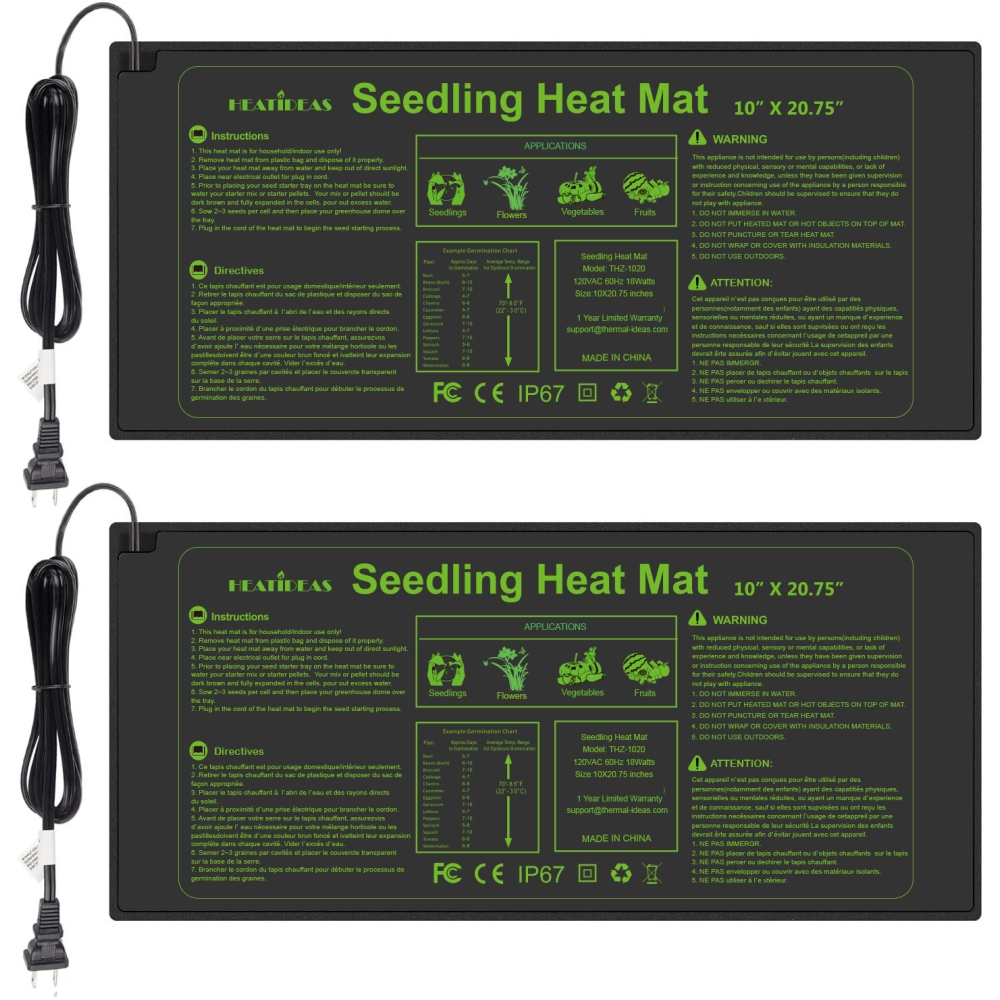 Seedling Heat Mat 10X20`` 2 Pack for seed germination propagation