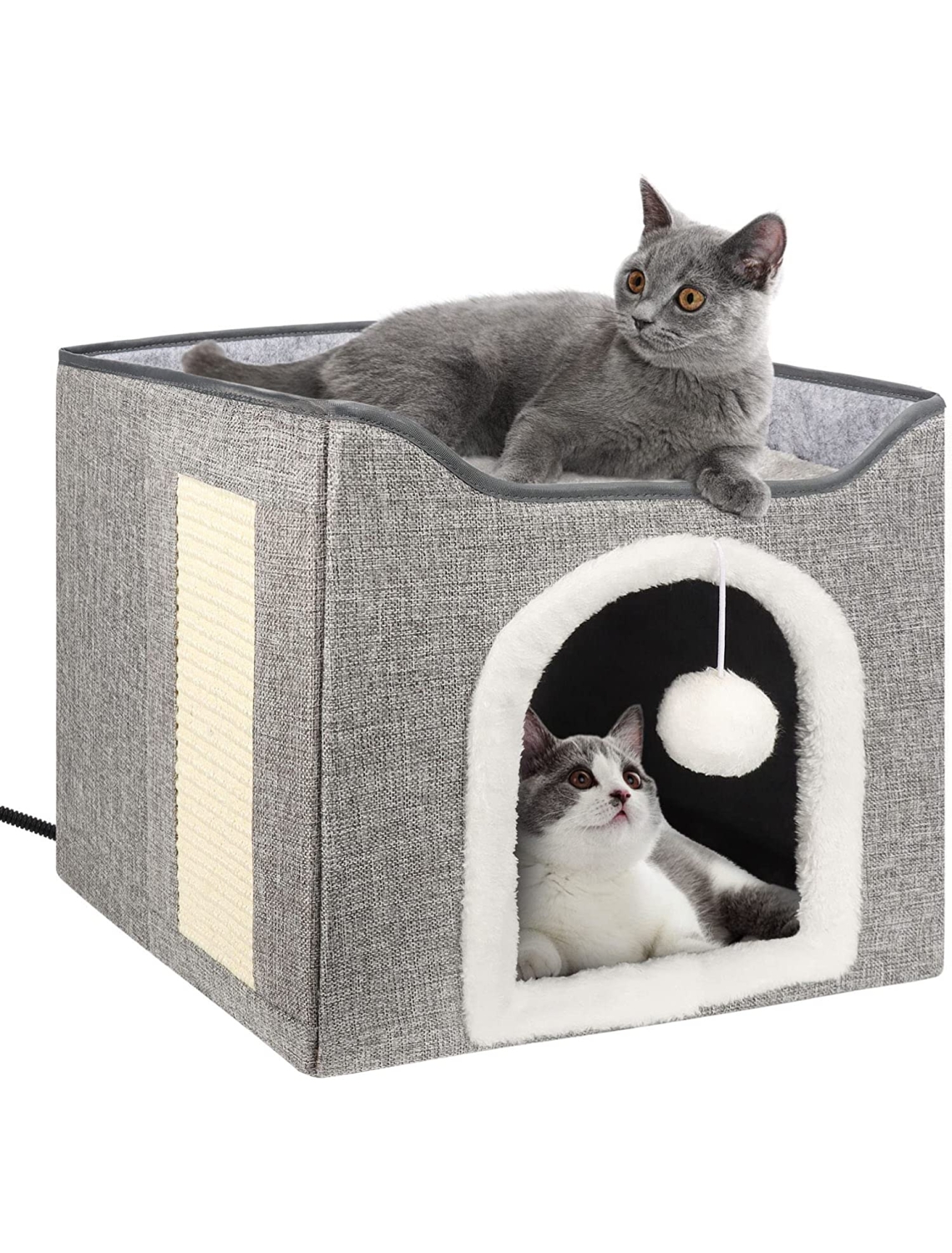 Heated Cat House, Heating Cat Houses for Indoor Outdoor Kitty with Heating Pad, Foldable Heated Kitty House Cat Shelter for Your Pet to Stay Warm and Cozy