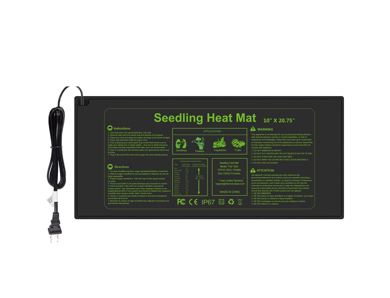 Seedling Heat Mat for Plant 10X20.75 inches