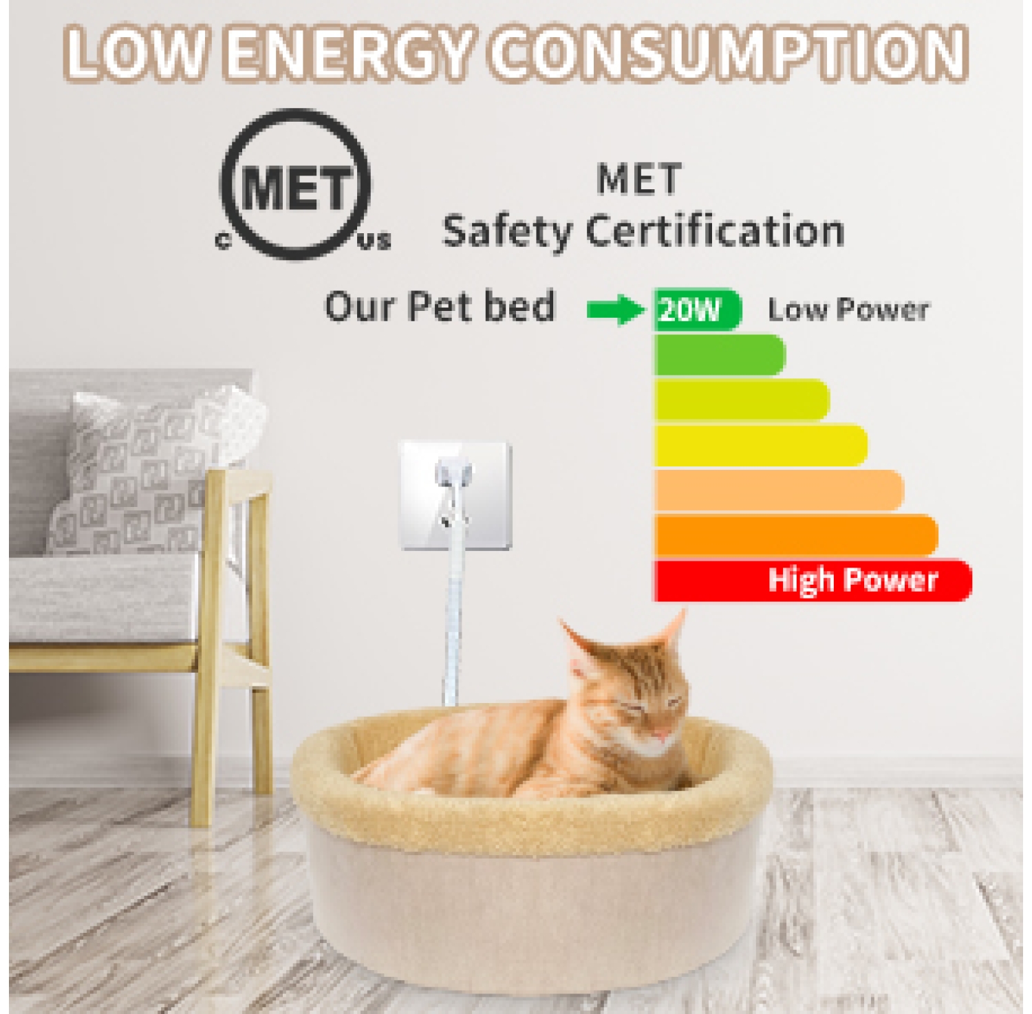 Heated Cat Beds for Indoor Cats Round Warming Cat Beds Super Soft Machine Washable Thermo Kitty Electric Heating Bed