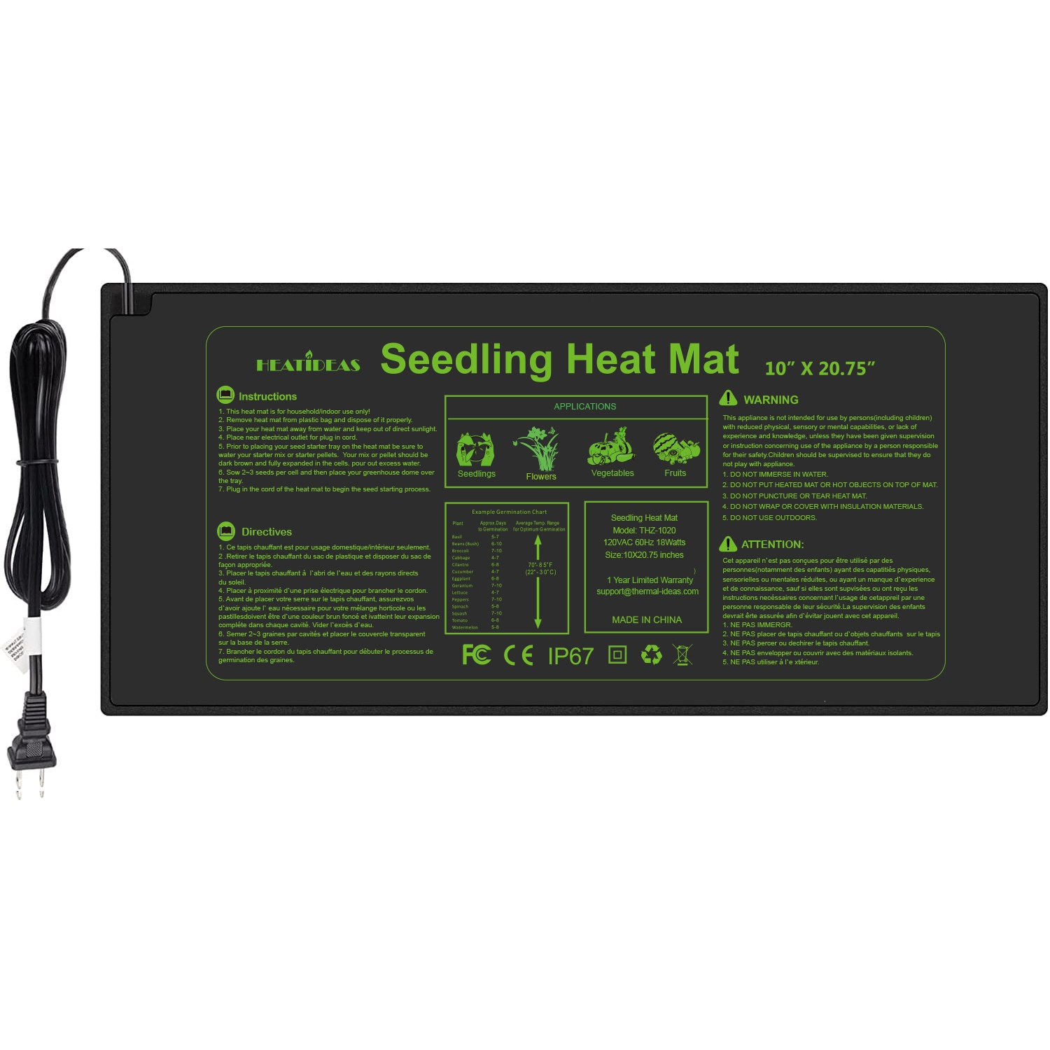 Seedling Heat Mat for Plant 10X20.75 inches