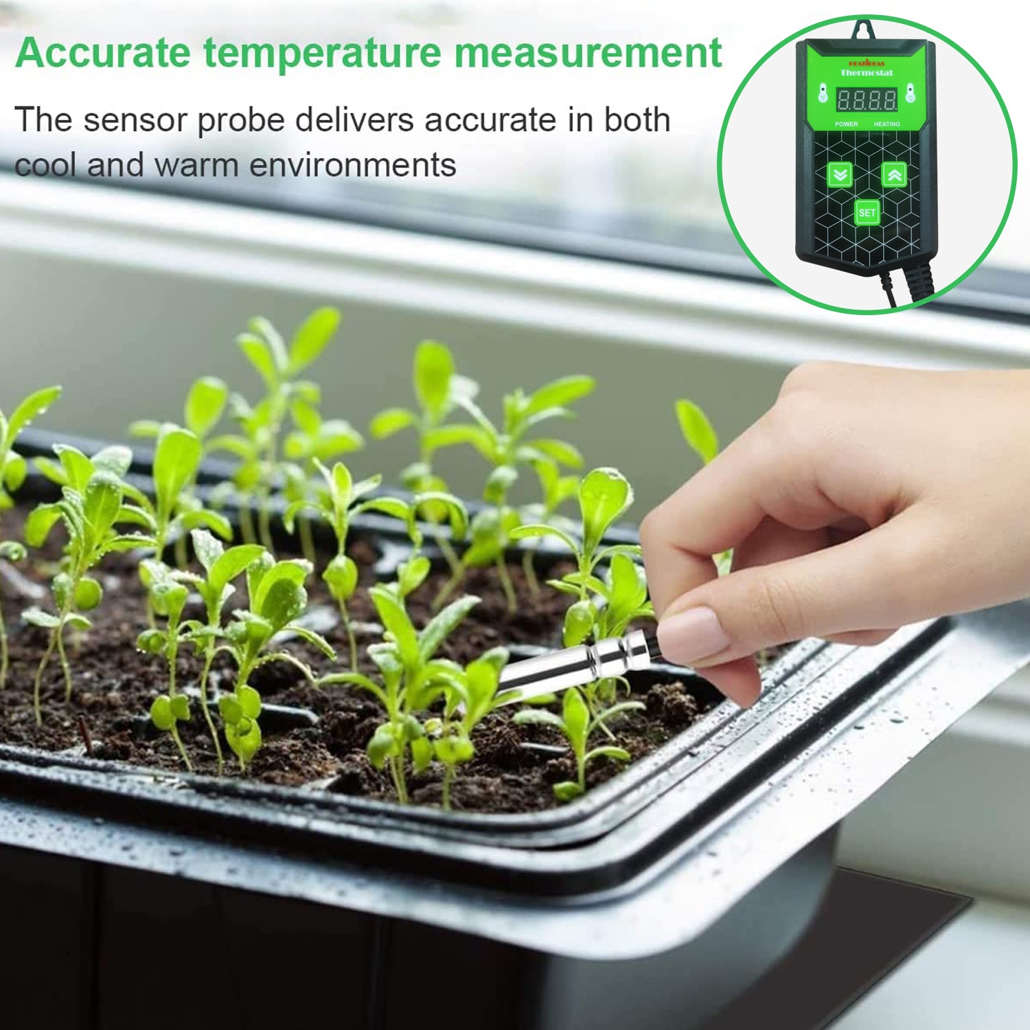 Digital thermostat for seedling heat mat