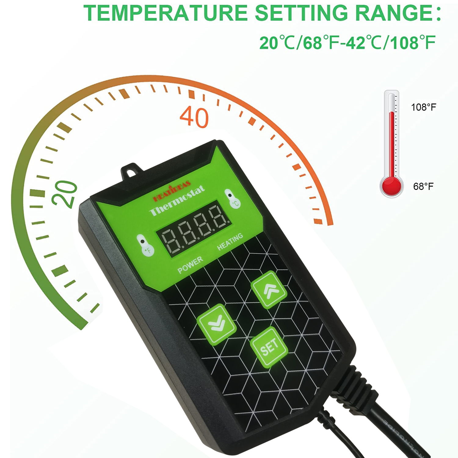 Digital thermostat Temperature for heating device like seedling heat mat reptile heater