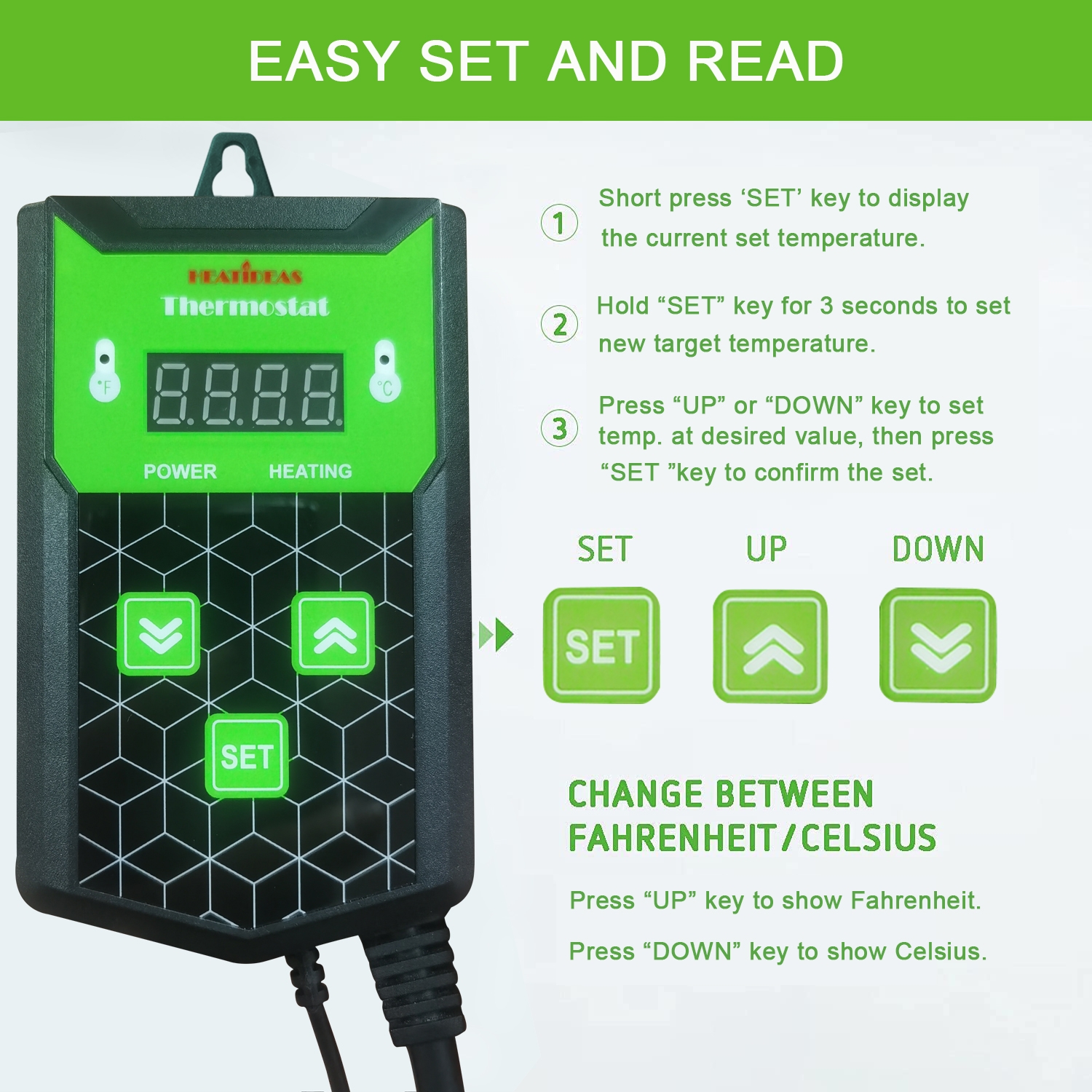 Digital thermostat for reptile heat mat