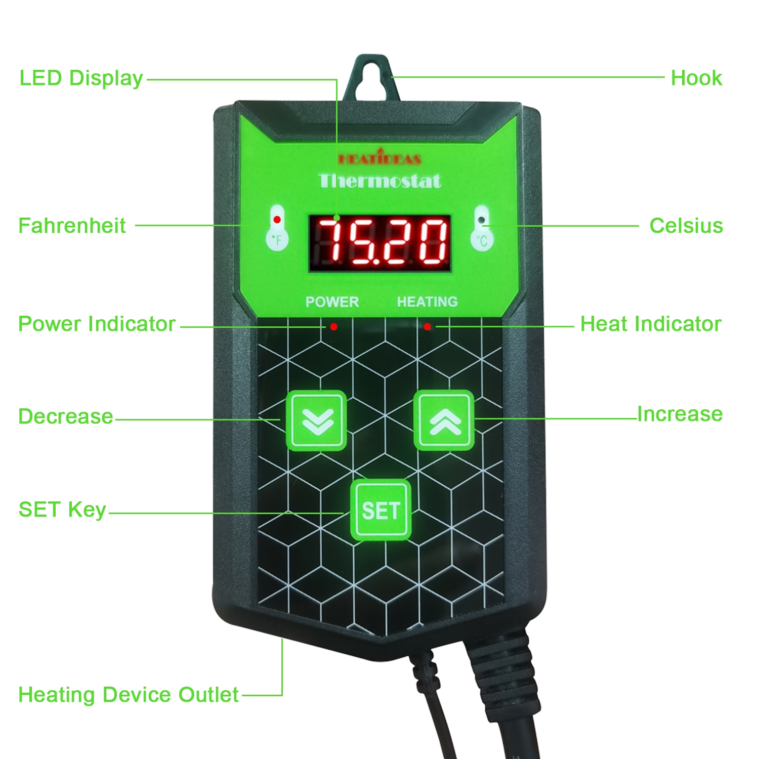 Digital thermostat Temperature Controller for heating device like seedling heat mat reptile heater