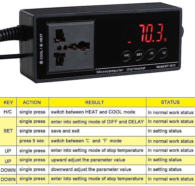 Digital Thermostat for Under Tank Reptile Heat Mat